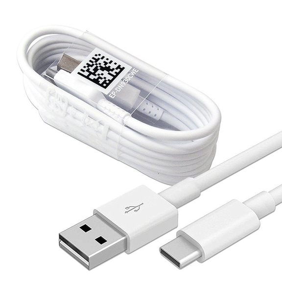 Borz OEM Original Samsung Galaxy S8, S8 , S9, S9 , S10, S10 , S10e, Note 8, Note 9 Adaptive Fast Charger USB-C 3.1 Type-C Cable Fast Charging USB Data and Sync Cord [4 FT Type-C Cable], White
