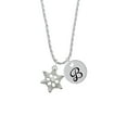 thumbnail image 2 of Delight Jewelry Silvertone Snowflake with Clear Crystal Silvertone Script Initial Disc - B - Charm Necklace, 20"+3", 2 of 4