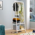 thumbnail image 1 of Metal Clothing Rack Garment Rack Coat Organizer Storage Shelves with 2-Tier Storage Shelf for Shoes,Clothing, 1 of 7