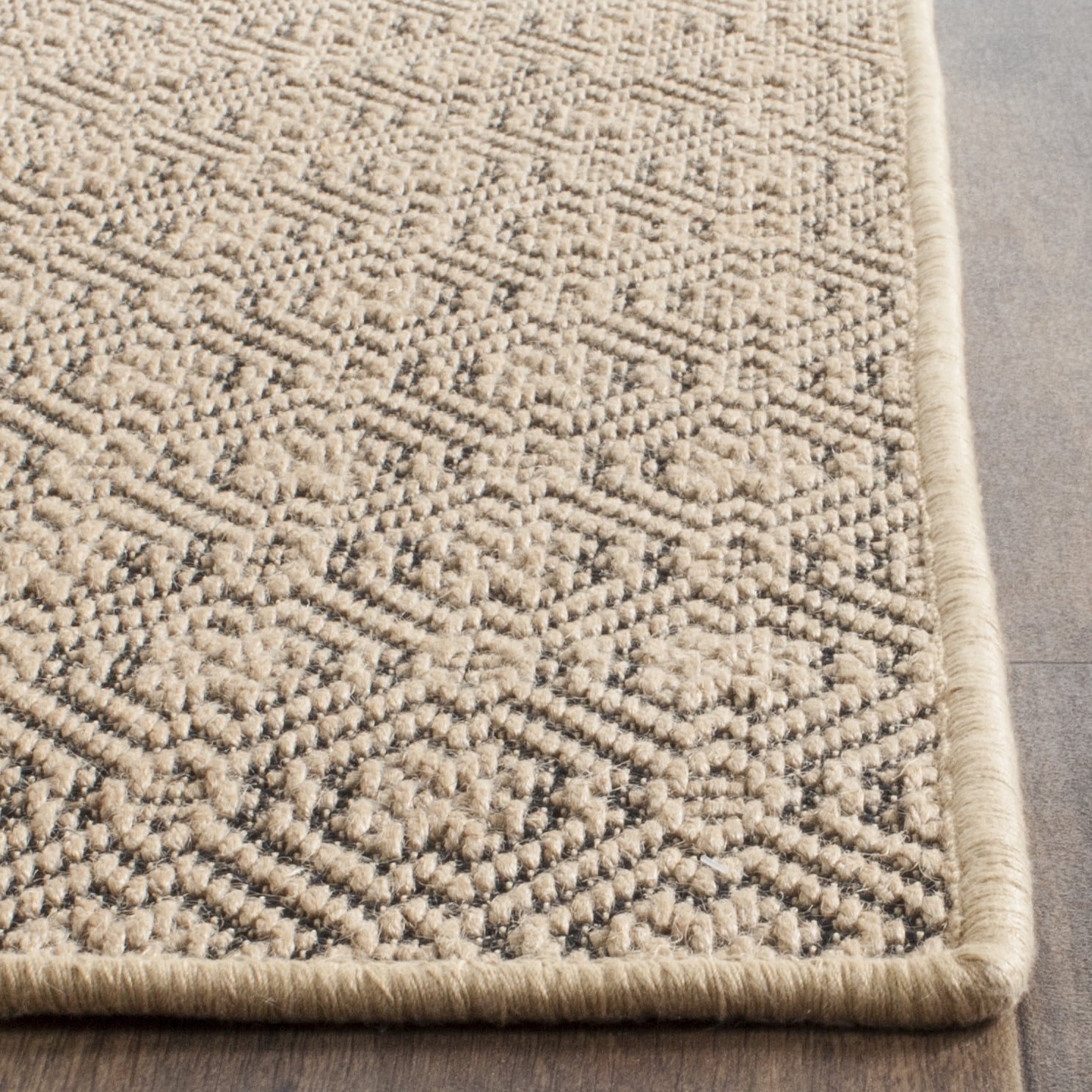 SAFAVIEH Palm Beach Norton Geometric Area Rug, Natural/Black, 8' x 10'