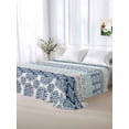 thumbnail image 5 of Boho Blue Aqua King Size Flat Sheet, Wrinkleproof & Fadeproof Cooling Flat Bed Sheet Only, Geometric Stripes Tribal Bohemia Retro Breathable Soft Bedding Top Sheets 105 x 98 Inches, 5 of 8