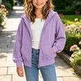 thumbnail image 4 of BLVB Oversized Hoodie for Girls Fall Winter Trendy Long Sleeve Zip up Hooded Sweatshirt Jackets Cute Teens Clothes(Purple,15-16 Years), 4 of 9