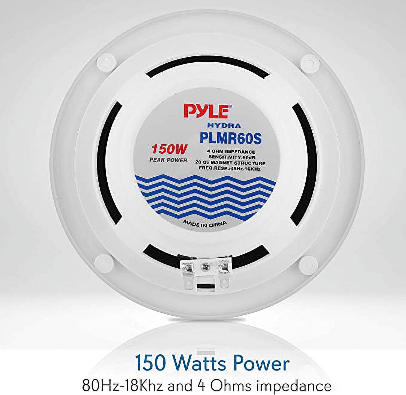 Pyle 6.5” Dual Marine Speaker 2Way Waterproof & Weather Resistant Outdoor Audio Stereo Sound System - image 2 of 7