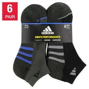 Adidas 6 Pairs Men's Low Cut Socks 6 Pack for Shoe Size 6-12 Black, Black, 6-12