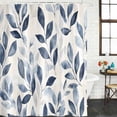 thumbnail image 3 of Navy Blue Botanical Waterproof Fabric Shower Curtain,Pastoral Spring Leaves Watercolor Waterproof Fabric Shower Curtain for Bathroom Curtains Bathtubs Hotel Shower Curtains with 12 Hooks Long 72x78in, 3 of 8