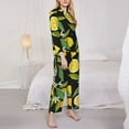 thumbnail image 4 of Junzan Lemon Fruits Flowers Leaves Print Womens Pajama Sets,Long Sleeve Button Down For Women Pjs 2 Piece, 4 of 9