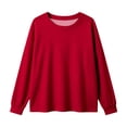 thumbnail image 5 of Womens Oversized Long Sleeve Pullovers Solid Color Crewneck Long Sleeve Casual Tops Waffle T-shirt, 5 of 5
