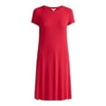 thumbnail image 4 of Time and Tru Women's Rib Knit Swing Dress with Short Sleeves, Sizes XS-XXXL, 4 of 4