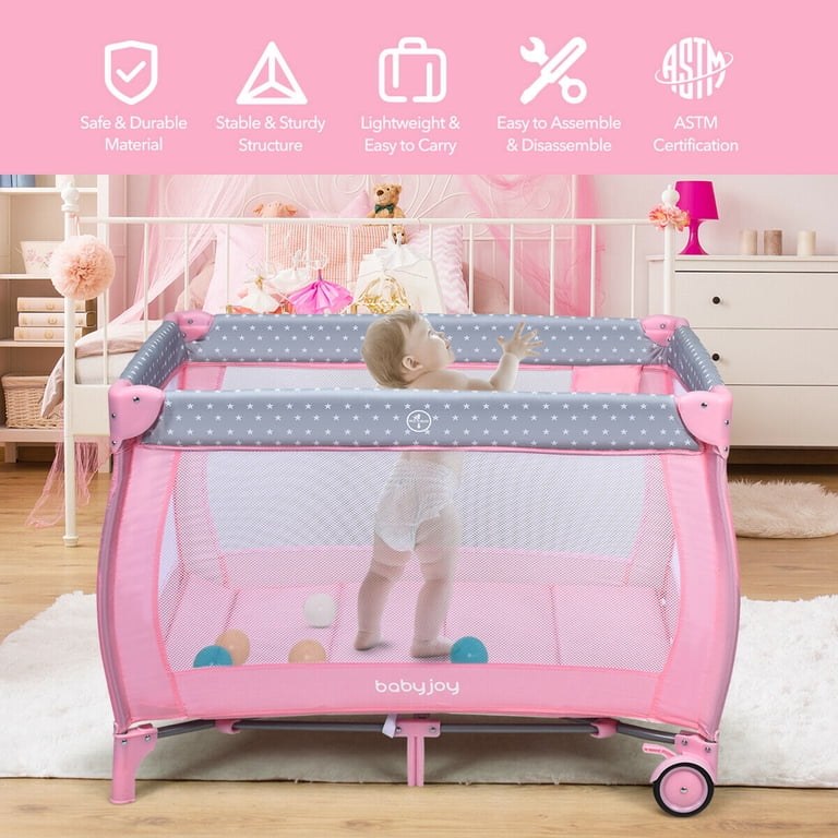 Gymax Portable Foldable Playpen Baby Playard Nursery Center with
