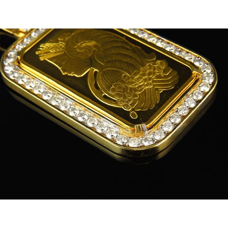 Custom 1 OZ Pamp Suisse Pendant in 24K Yellow Gold (4.0 Ct