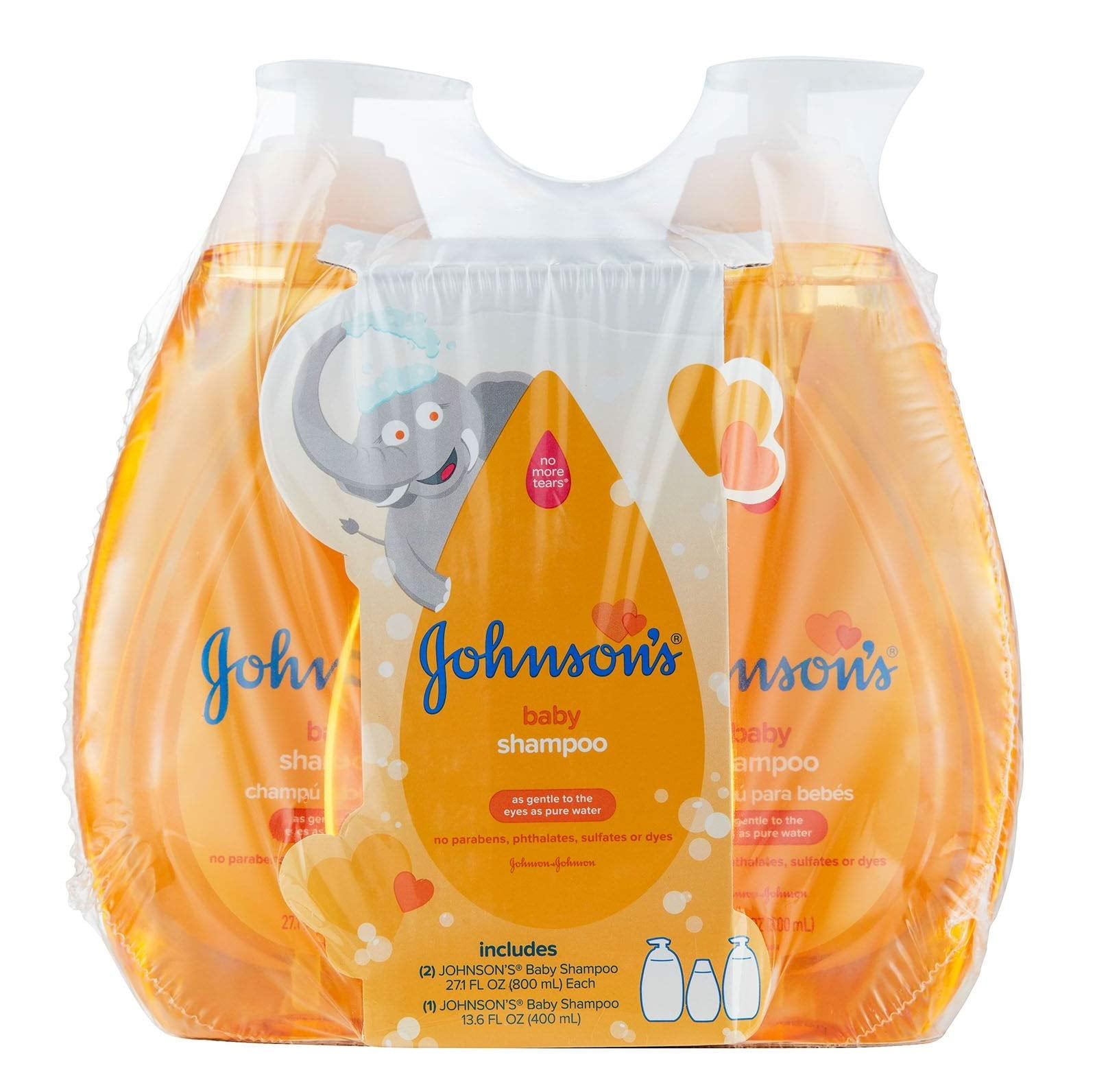 Johnson's Baby Shampoo Verity Pack (27.1 fl. oz, 2 pk. + 13.6 fl. oz