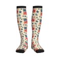 thumbnail image 2 of Socks Calf Pressure Socks Breathable Moisture Absorbent 11.8in×7.9in Full Print Designed For Hiking Walking Sports Independence Day Theme Star (9) 3 Black, 2 of 8