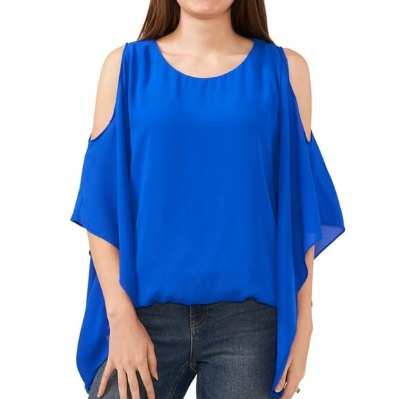 Sam & Jess Womens Cold Shoulder Cape Sleeve Blouse