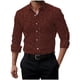thumbnail image 2 of Blusa y camisa de manga larga con cuello alto para hombre, cárdigan informal con botones y rayas, camisa de manga larga con cuello alto, blusas de poliéster para hombre, 2 of 3