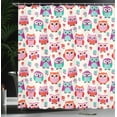 thumbnail image 4 of Ambesonne Owls Shower Curtain, Happy Modern, 69"Wx84"L, Orange Fuchsia Seafoam, 4 of 5