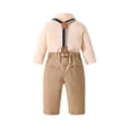 thumbnail image 6 of OSOLU Toddler Baby Boys Clothes Suits Gentleman Long Sleeve Dress Shirts And Suspenders Pants With Hat 3 Piece Set 3-24M Trendy Outfit, 6 of 9