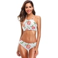 thumbnail image 2 of Dreamtimes Peach Painted Fruit Swimsuits Padded Bikini Sets Sexy Swimwear for Women, Medium, 2 of 7