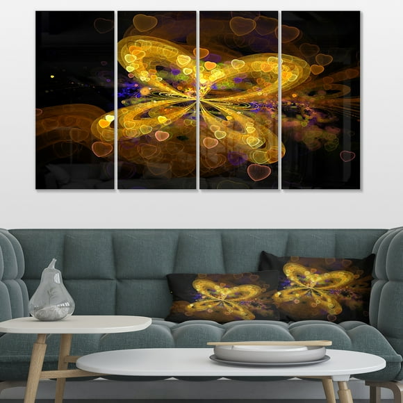 Fractal Yellow Butterfly Pattern - Extra Large Floral Wall Art