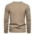 thumbnail image 4 of Dagegui Mens Long Sleeve T-Shirts Solid Color Crew Neck Buttons Shirt Cotton Henley Pullover Shirts Lightweight Soft Stretch Tees Fall Tops Khaki,M, 4 of 5
