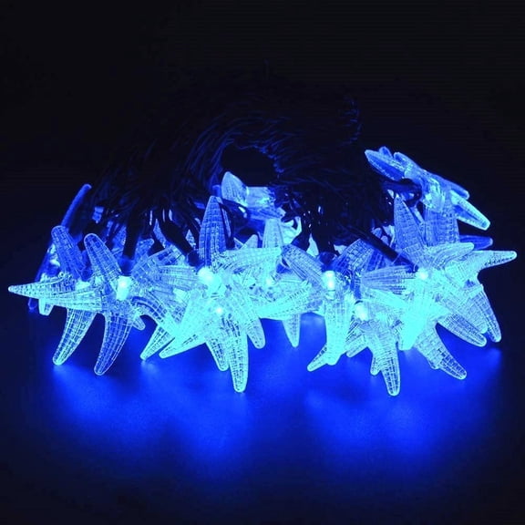LINLIN Solar Starfish Light String, 20ft 30 LED Solar Fairy Lights Christmas Decor Lamp, for Indoor Outdoor Garden Camping Wedding Party