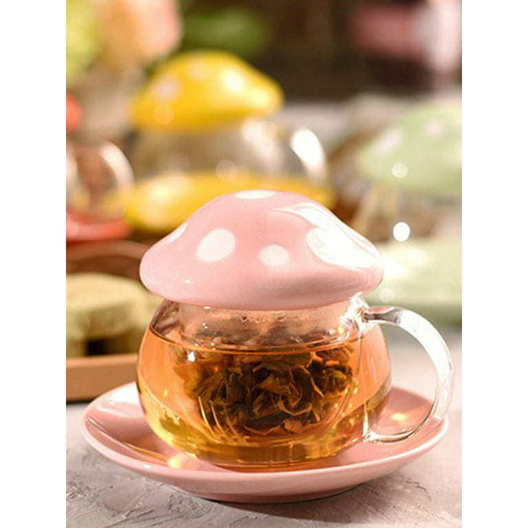 Rain House Cute Cups Mushroom Tea Cup with Tea Infuser and Spoon, Kawaii  Mushroom Mugs, Glass Teacup…See more Rain House Cute Cups Mushroom Tea Cup