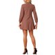 thumbnail image 3 of INSPIRE CHIC Vestido de Cuadros con Volantes y Cuello Mock para Mujeres, Botones, Mangas Largas, Color Beige y Rojo, 3 of 6