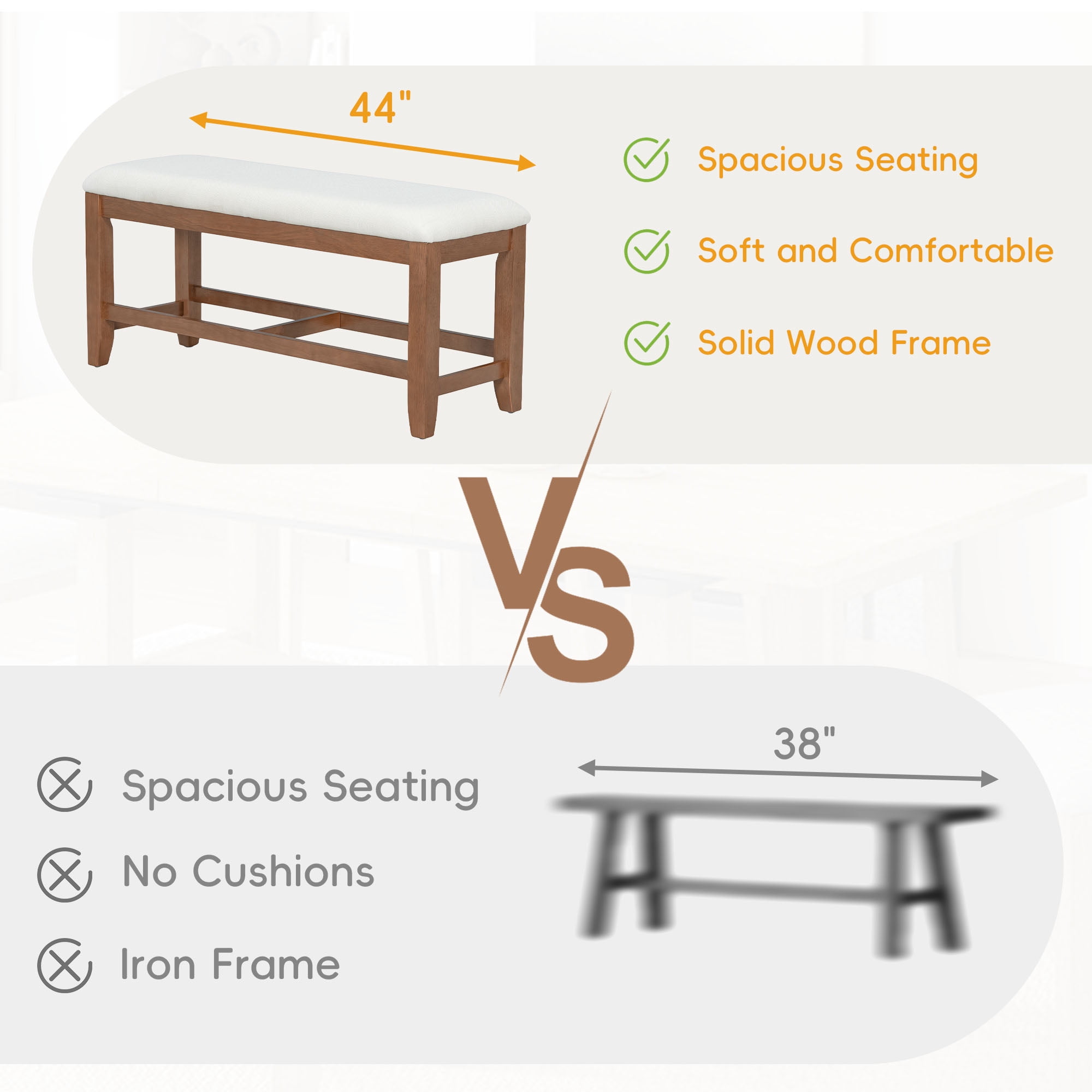 6-Piece Dining Table Set for 6, 58"-76" Extendable Dining Table with Removable Leaf, 4 Chair and Bench