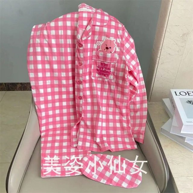 Sanrio-Conjunto de pijama de Hello Kitty para niña, ropa de casa sencilla de dibujos animados japoneses, pantalones de manga larga, primavera y otoño