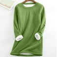 thumbnail image 3 of WREESH Womens Christmas Fleece Lined Sweatshirts Plus Size Crewneck Pullover Fall Winter Solid Color Tunic Tops Thickened Plush Warm Blouses Long Sleeve Bottoming Shirt Loungewear Green, 3 of 4