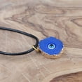 thumbnail image 3 of Besheek Gold-edged Blue Druzy-Style Evil Eye Resin Pendant Necklace, 3 of 5