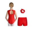 thumbnail image 4 of YiZYiF Kids Girls Shiny Sleeveless Leotard with Shorts Set for Gymnastics Dance Skating Costume Red-A 12, 4 of 7