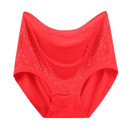 Diufon Women s Underwear Cotton High Waist Full Coverage Plus Size Briefs Breathable Soft Solid Color Panties