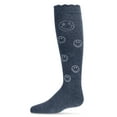 thumbnail image 4 of MeMoi Jeweled Smiley Face Cotton Blend Knee High Socks - Girls - Female, 8, Dark Gray Heather, 4 of 5