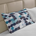 thumbnail image 2 of Abstract Knitted Quilt Pillowcover, Retro Inner Circles Pattern with Squares Mosaic Style Old Fashion Print, Standard King Size Pillow Cover for Bedroom, 30" x 20", Brown Grey Teal White, by Ambesonne, 2 of 2