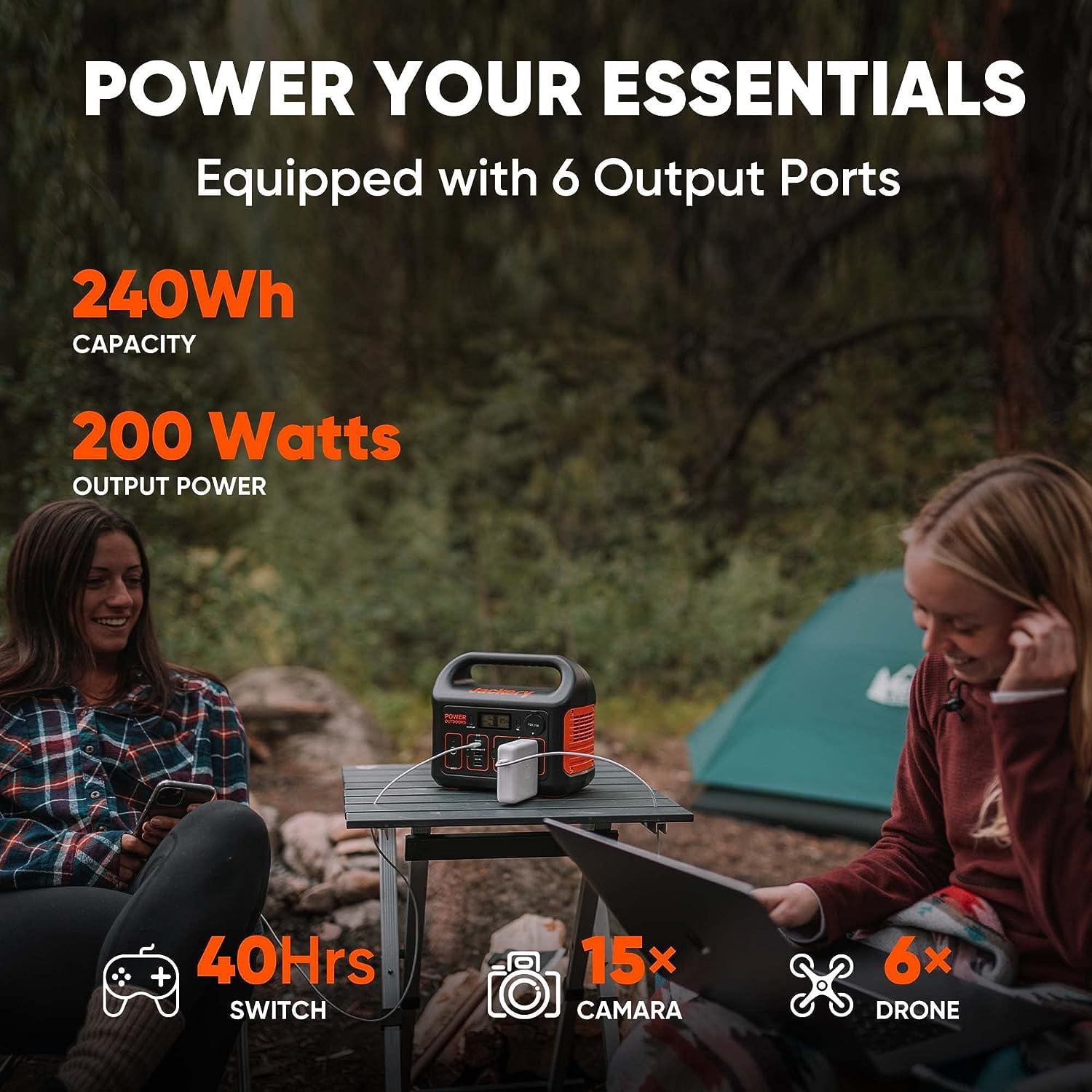 Restored Jackery Portable Power Station Explorer 240, 240Wh Backup Lithium Battery, 110V/200W Pure Sine Wave AC Outlet, Solar Generator for Outdoors Camping Travel Hunting Emergency (Refurbished)