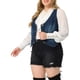 thumbnail image 4 of Chalecos de mezclilla para mujeres de tallas grandes Agnes Orinda, tops sin mangas, chaqueta casual de botón, 4X azul, 4 of 7