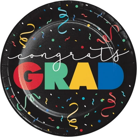 96 Count Bulk Pack Grad Cap Toss Paper 9" Dinner Plate