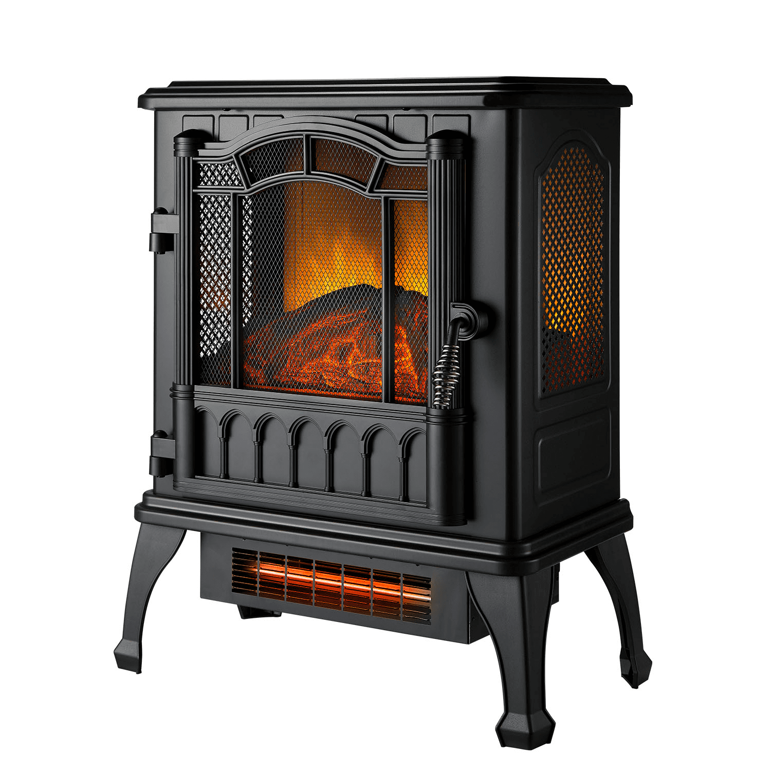 Mainstays Black 1500w 2-Setting 3D Electric Stove Heater with Life-like Flame