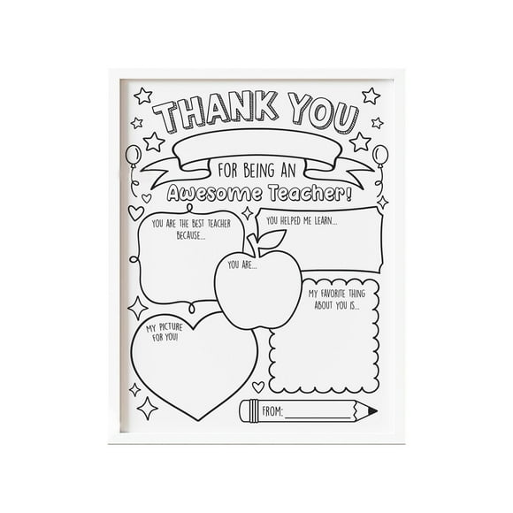 Teacher Thank You Card 1 Thank You Card For Teacher Gift With Envelope Thank You For Being An Amazing Teacher Teacher Card For Kids DIY Coloring School Tutor Gift