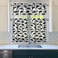 thumbnail image 3 of Kitchen Curtains 36 Inch Short - 3 Panel Set, Shark Whale Dolphin Ocean Theme, Rod Pocket Window Curtain, 100% Polyester for Nautical Farmhouse Kitchen, Easy Wash, 3 of 6