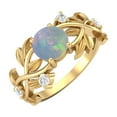 thumbnail image 2 of Mooneye Solitaire Round 6mm Opal 925 Sterling Silver Gold Vermeil Women Valentines Day Gifts Ring, 2 of 4