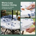 thumbnail image 3 of Round Outdoor Tablecloth with Umbrella Hole and Zipper, Blue Floral Art Fitted Table Cover with Elastic Edge for 55-60 Inch, Watercolor Botanical Spring Flowers Waterproof Patio Tablecoths for Picnic, 3 of 9