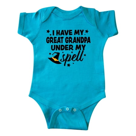 

Inktastic I Have My Great Grandpa Under My Spell with Cute Witch Hat Gift Baby Boy or Baby Girl Bodysuit