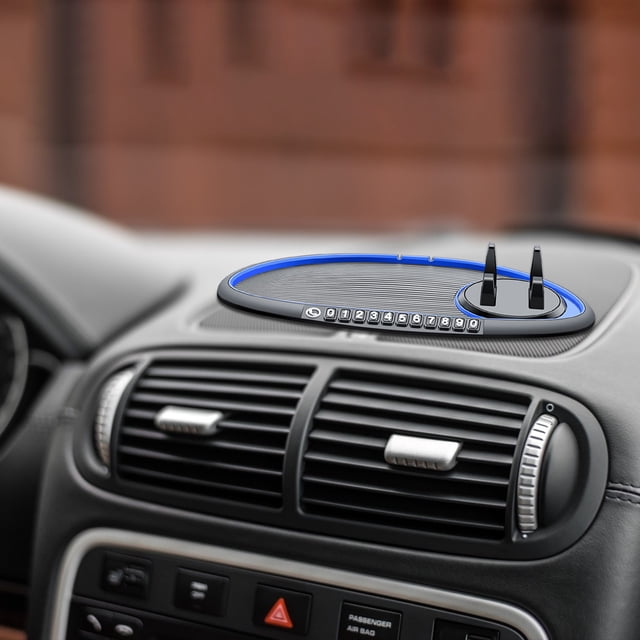 Puntoco Alfombrilla multifunción para coche, alfombrilla para coche con soporte para teléfono para coche, alfombrilla Universal multifunción para salpicadero de coche con teléfono en el coche