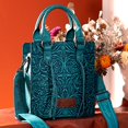 thumbnail image 3 of Wrangler Embossed Crossbody Bag for Women Top Handle Fringe Handbags and Western Mini Tote, Turquoise, 3 of 7