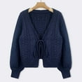 thumbnail image 4 of Arlun Womens Tie Front Bow Cardigan Sweaters Cropped Solid Color Cable Knit Cardigans Trendy Fall Winter Loose Comfortable Long Sleeve Outerwear 2025 Navy S, 4 of 7