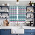 thumbnail image 2 of Curtains 63 Inch Length 2 Panels, Green Blue Pink Striped Grommets Window Treatment Curtain, Farmhouse Vintage Stripe Thermal Curtains Drapes for Living Room/Bathroom, 2 of 9
