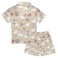thumbnail image 2 of FORMRS Kids Short Sleeve Top and Pants Pajama Set Unisex Satin 2-Piece Sleepwear, Sizes 11-12Y, Gray Cartoon Goose Pattern, 2 of 8