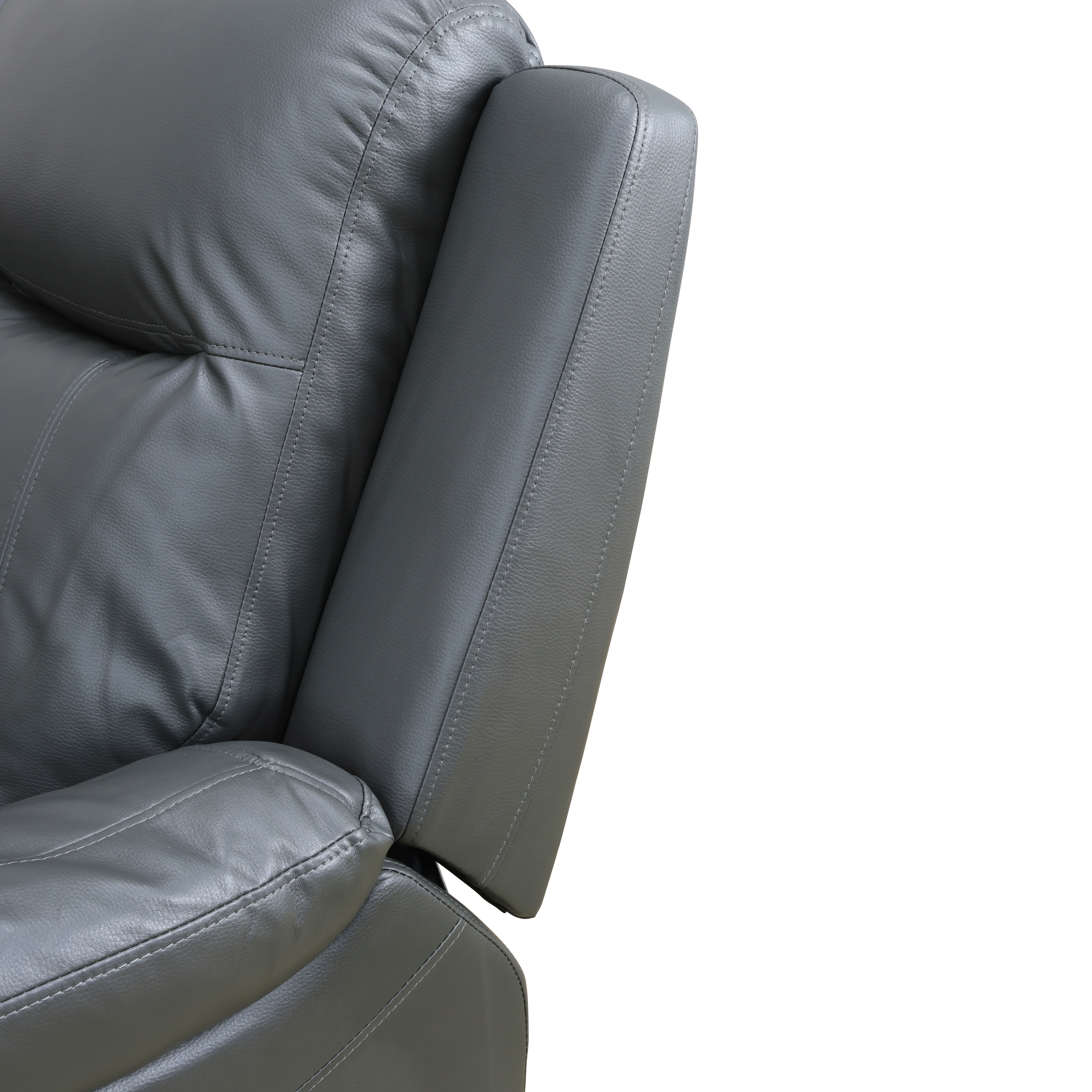 MAYEERTY 3-Seater Recliner Sofa, Breathable Leather Sofa with LED Lights & Reversible Coffee Table for Family Living Room & Home Theater