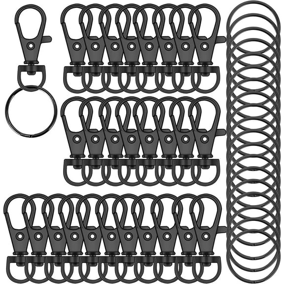 104PCS Swivel Snap Hooks with Key Rings, Metal Lobster Claw Clasp, Keychain Rings for Crafts(Gun Black, 1.37inch(36mm)